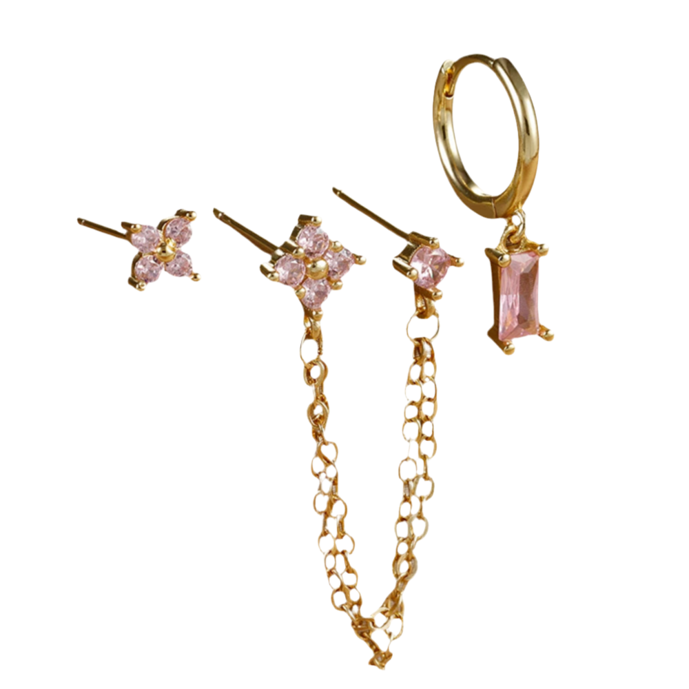 Boucles d'Oreilles 3p LIV rose