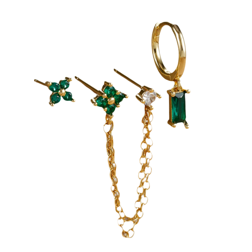 Boucles d'Oreilles 3p LIV vert