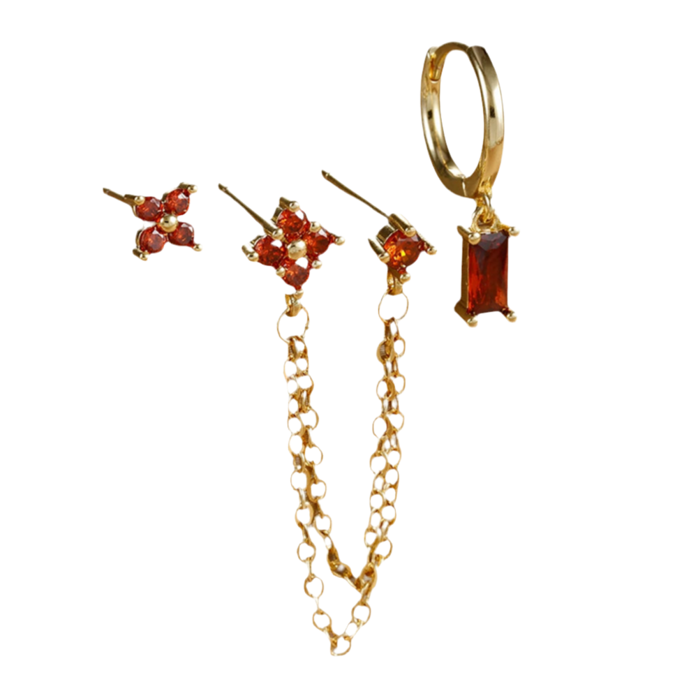 Boucles d'Oreilles 3p LIV rouge