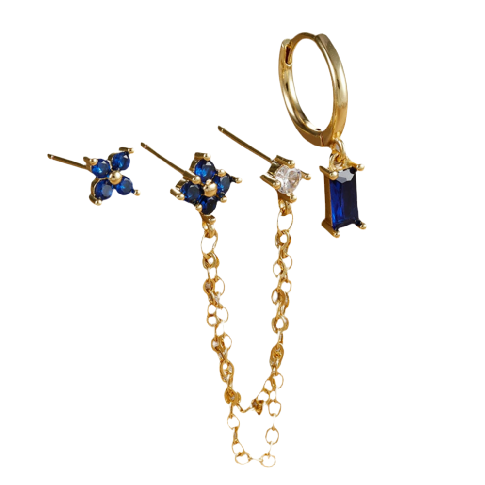Boucles d'Oreilles 3p LIV bleu nuit